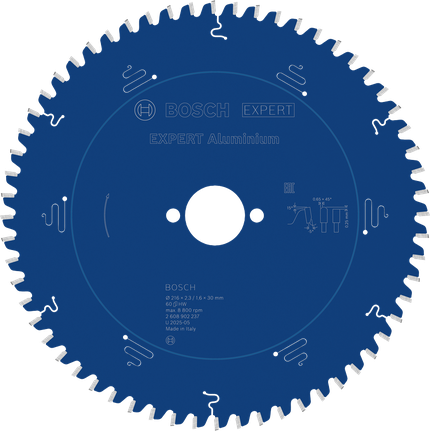 Bosch EXPERT aluminium cirkelzaagblad, 216 mm T60.