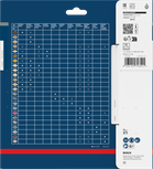 Verpakking van het Bosch EXPERT houtcirkelzaagblad met een materiaalcompatibiliteitstabel.
