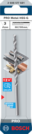 Bosch PRO Metal HSS-G spiraalboor 3 mm voor metaal.