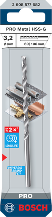 Bosch PRO Metal HSS-G 3,2 mm spiraalboor voor metaal.