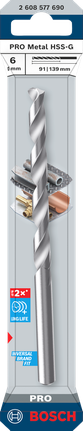 Bosch PRO Metal HSS-G 6 mm spiraalboor voor metaal.