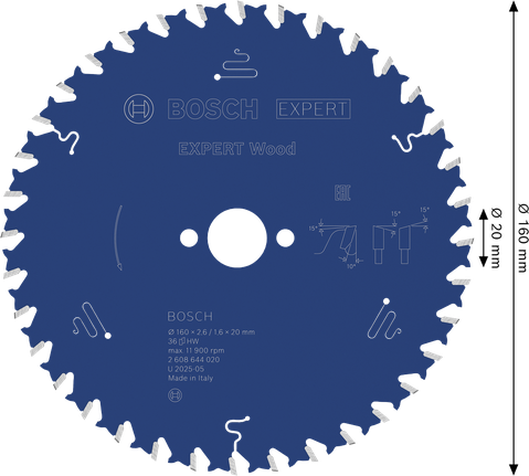 Bosch EXPERT houtcirkelzaagblad 160 mm T36.