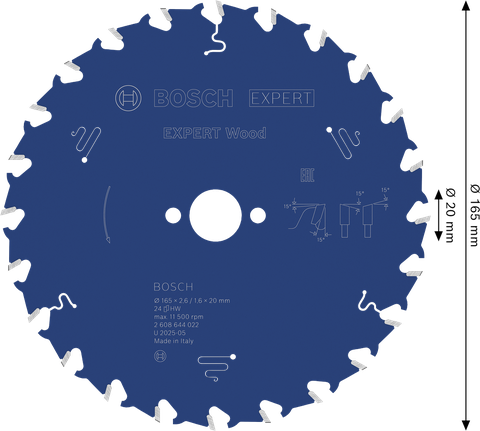 Bosch EXPERT Houtcirkelzaagblad 165 mm T24.