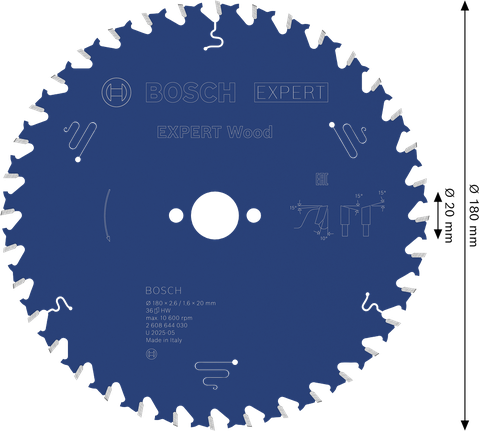 Bosch EXPERT Houtcirkelzaagblad 180 mm T36.