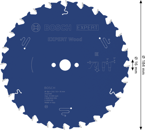 Bosch EXPERT Houtcirkelzaagblad 184 mm T24.