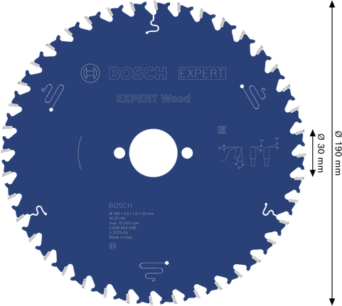 Bosch EXPERT Houtcirkelzaagblad 190 mm T40.