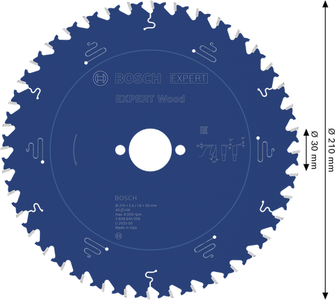 Bosch EXPERT houtcirkelzaagblad, 210 mm diameter.