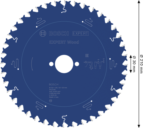 Bosch EXPERT houtcirkelzaagblad 210 mm voor nauwkeurig zagen in hout.