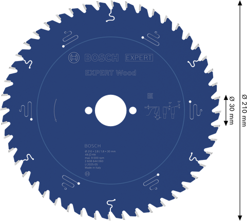 Bosch EXPERT houtcirkelzaagblad, 210 mm diameter.