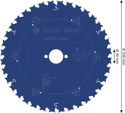 Bosch EXPERT houtcirkelzaagblad 235 mm voor het zagen van hout.