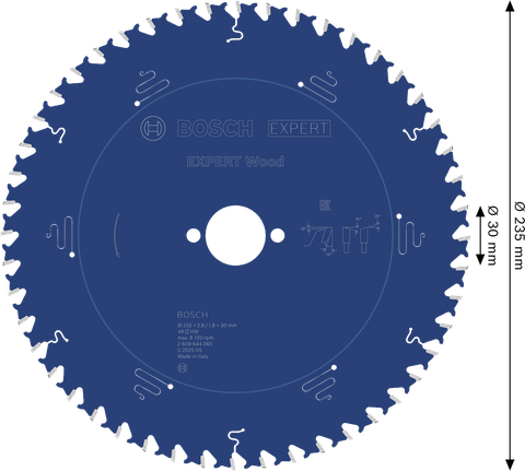 Bosch EXPERT houtcirkelzaagblad 235 mm voor schone houtsneden.