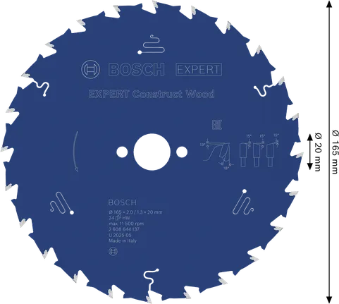 Bosch EXPERT Construct houtcirkelzaagblad 165 mm.