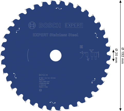 Bosch EXPERT cirkelzaagblad van roestvrij staal, 192 mm.