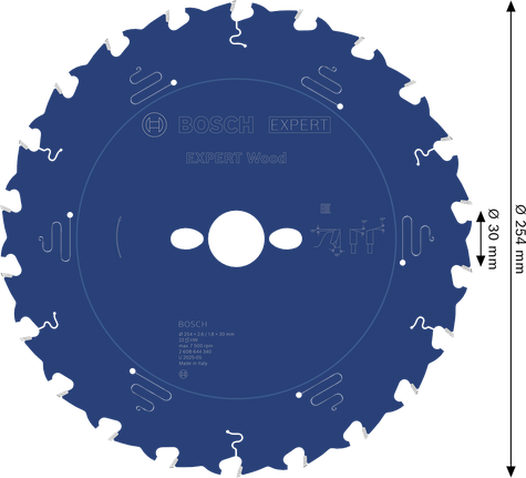 Bosch EXPERT houtcirkelzaagblad 254 mm voor het zagen van hout.