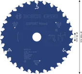 Bosch EXPERT houtcirkelzaagblad 168 mm voor het zagen van hout.