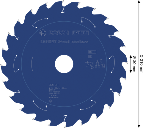 Bosch EXPERT Hout cirkelzaagblad voor accu, 210 mm.