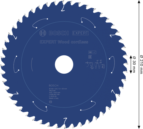 Bosch EXPERT Houtcirkelzaagblad voor accu, 210 mm.