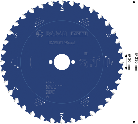 Bosch EXPERT houtcirkelzaagblad 230 mm voor het zagen van hout.