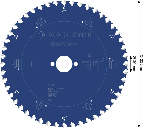 Bosch EXPERT houtcirkelzaagblad, 230 mm diameter.