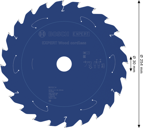 Bosch EXPERT Wood accucirkelzaagblad, 254 mm diameter.