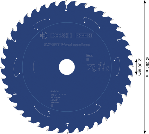 Bosch EXPERT Houtcirkelzaagblad voor accu, 254 mm.