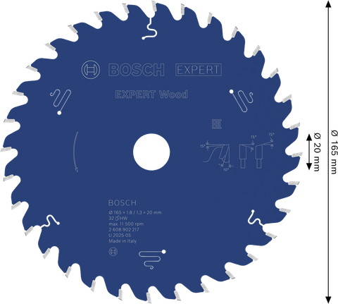 Bosch EXPERT Houtcirkelzaagblad 165 mm T32.