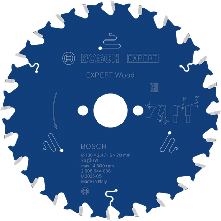 Bosch EXPERT houtcirkelzaagblad, 130 mm diameter.