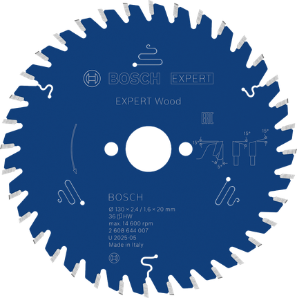 Bosch EXPERT houtcirkelzaagblad voor schone houtsneden.