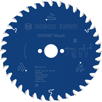 Bosch EXPERT houtcirkelzaagblad 150 mm voor nauwkeurig zagen van hout.
