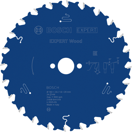 Bosch EXPERT Houtcirkelzaagblad 160 mm T24.