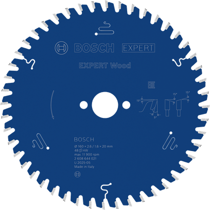 Bosch EXPERT houtcirkelzaagblad 160 mm T48 voor hout.