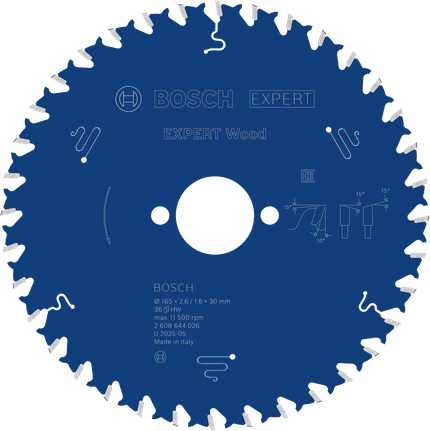 Bosch EXPERT cirkelzaagblad voor hout, 165 mm.