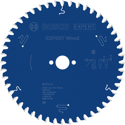 Bosch EXPERT houtcirkelzaagblad 180 mm T48 voor hout.