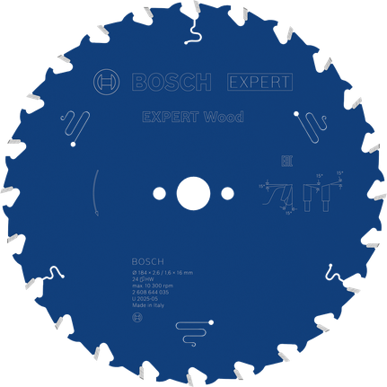 Bosch EXPERT houtcirkelzaagblad, 184 mm diameter.