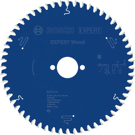 Bosch EXPERT houtcirkelzaagblad 190 mm voor nauwkeurig zagen van hout.