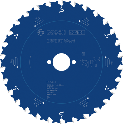 Bosch EXPERT houtcirkelzaagblad 210 mm voor het zagen van hout.