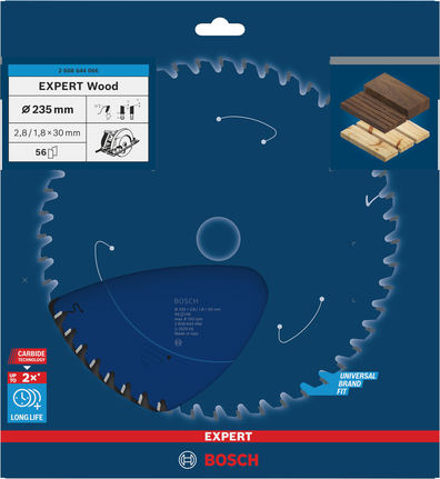 Bosch EXPERT houtcirkelzaagblad 235 mm voor nauwkeurig zagen van hout.