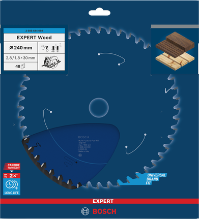 Bosch EXPERT houtcirkelzaagblad 240 mm voor nauwkeurig houtzagen.