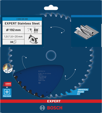 Bosch EXPERT roestvrijstalen cirkelzaagblad 192 mm voor metaal.