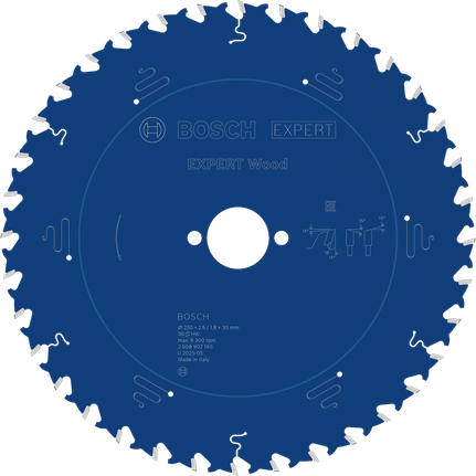 Bosch EXPERT houtcirkelzaagblad 230 mm voor het zagen van hout.
