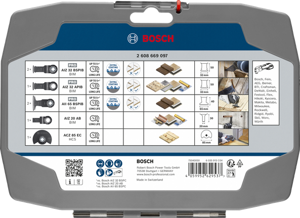 Bosch Wood Set 7-delige multifunctionele messenset voor houtbewerking.