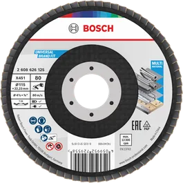 Bosch X451 lamellenschijf 115 mm G80 voor diverse materialen.