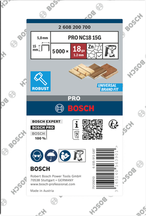 Bosch PRO NC18 smalle kroonnieten 20G voor hout.
