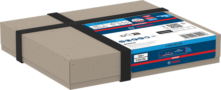 Bosch EXPERT S955CHC reciprozaagbladen, verpakking van 100 stuks.