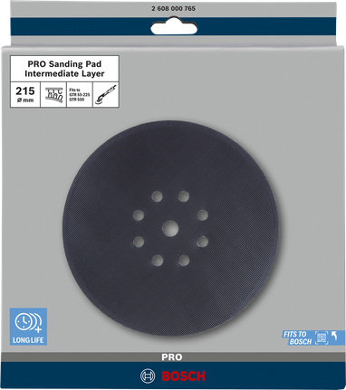 Bosch steunschijf van 215 mm met 8 gaten voor schuren.