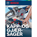En Bosch Professional kapp- og gjærsag er plassert på et arbeidsbord med treverk.