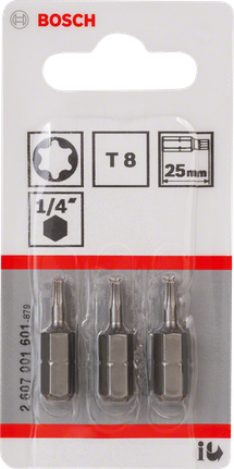 Bosch T8 25 mm skrutrekkerbitsett, 3-pakning.