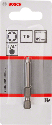 Bosch T9 49 mm skrutrekkerbits for 1/4 tommers sekskantverktøy.