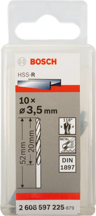 Bosch HSS-R stubbbor 3,5 mm DIN 1897.