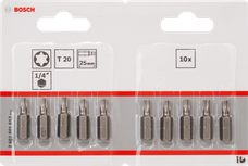 Bosch T20 25 mm skrutrekkerbits, pakke med 10 stk.